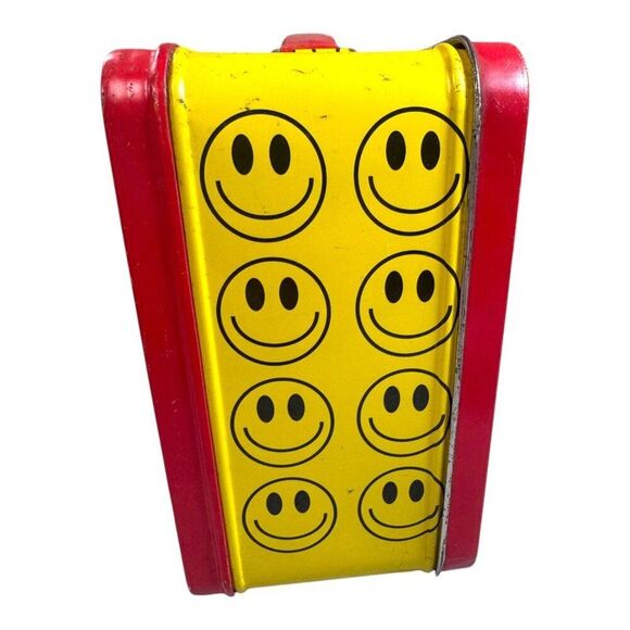 Vintage Yellow Red Smiley Face Metal G Whiz Lunchbox With Matching Thermos READ - Picture 9 of 15